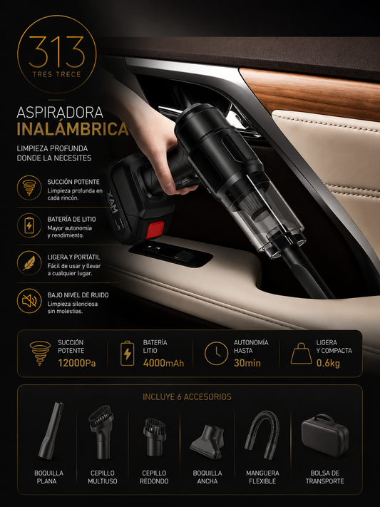 Aspiradora Inalámbrica🚗 | Limpieza Rápida y Sin Esfuerzo 💨